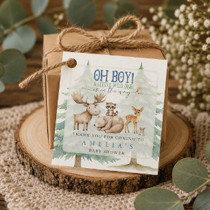 Wild One Forest Animal Boy Baby Shower Favour Tags