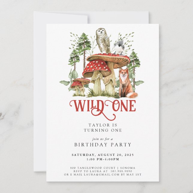 Wild One Forest Animals 1st Birthday Invitation (Front)