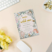 Wild One Forest Animals 1st Birthday Invitation