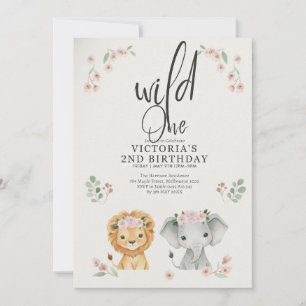 Wild One Forest Animals & Mushroom 1st Birthday In Invitation