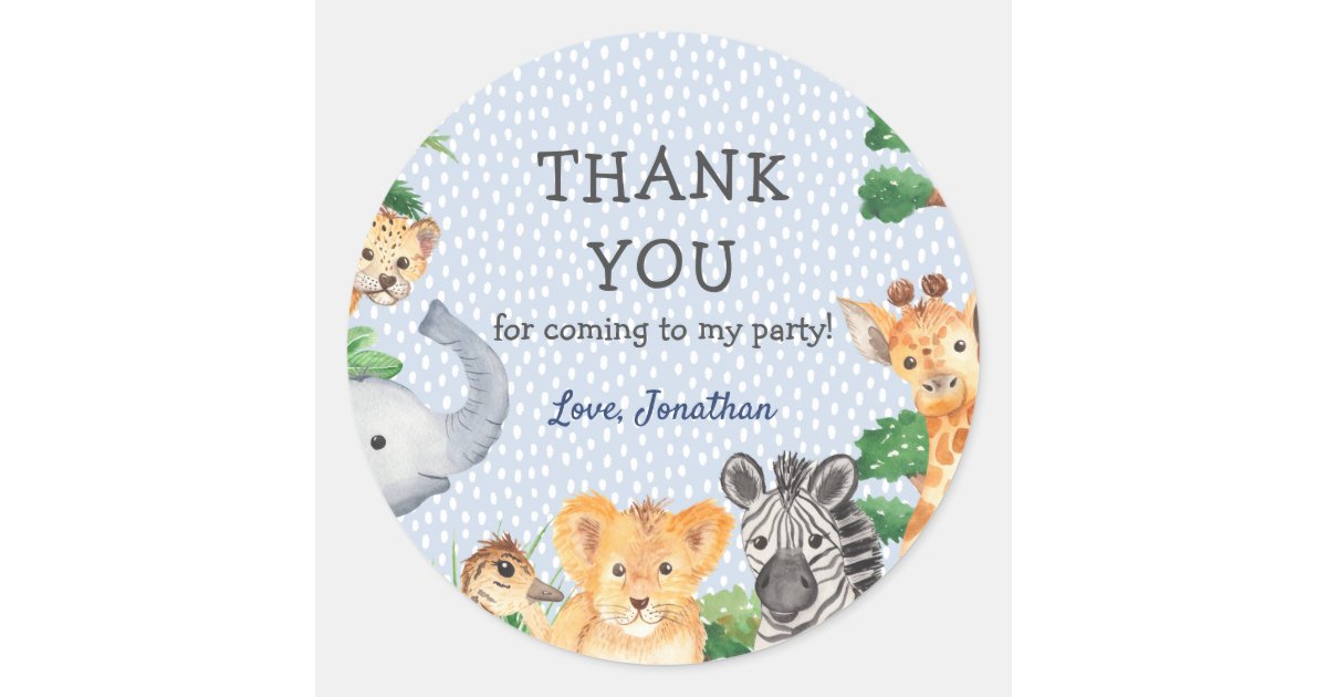 Wild One Forest Animals Thank You Birthday Favor Classic