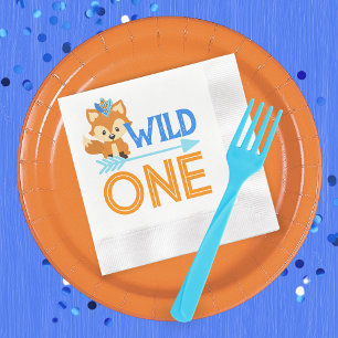 Wild One Fox Woodland 1st Birthday Paper Napkins