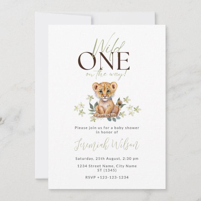 Wild One Gender Neutral Cub Baby Shower Invitation (Front)