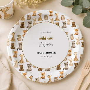Wild One Gender Neutral Safari Baby Shower Paper Plate