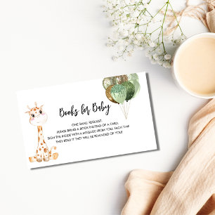 Wild one giraffe baby shower book request enclosure card