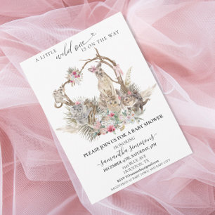 Wild One Girl Pink Australian Animals Baby Shower  Invitation