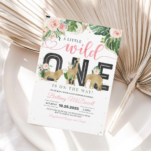 Wild One Girl Safari Baby Shower Invitation