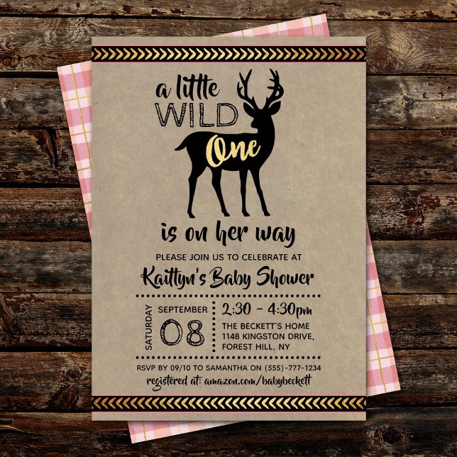 Wild One Girls Baby Shower Invitation (Creator Uploaded)