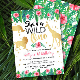 Wild One Girls First Birthday Party Invitations