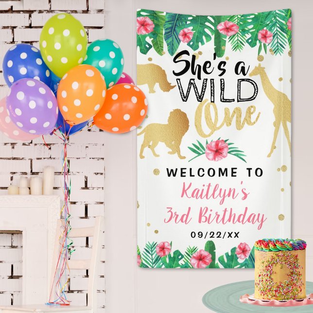 Wild One Girls First Birthday Party Welcome Banner (Creator Uploaded)