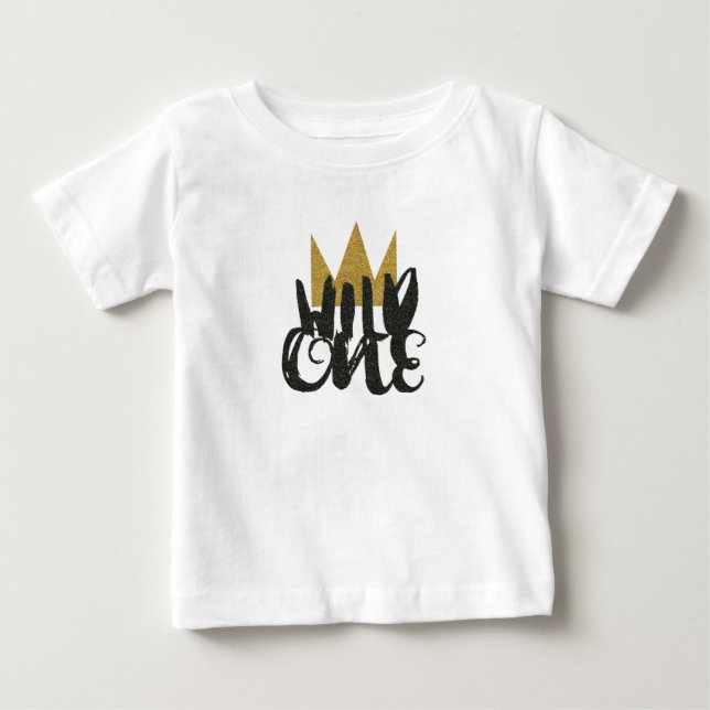 WILD ONE Glitter Crown1 1st Birthday Party Baby T-Shirt (Front)