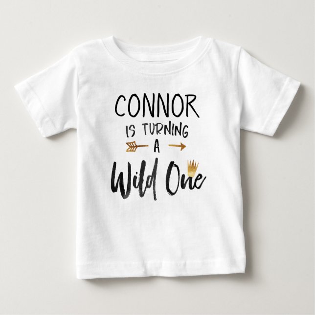 Wild One Gold Crown 1st Birthday T-shirt (Front)