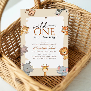Wild One Greenery Animals Baby Shower Invitation