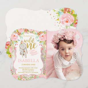 Wild One Invitation Girl Boho Dreamcatcher Party