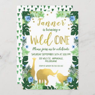 Wild One Jungle 1st Birthday Invitation