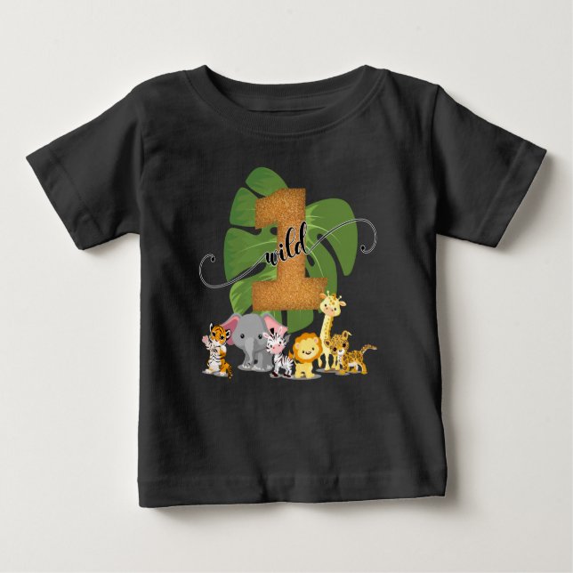 Wild One Jungle 1st Birthday Shirt (Front)