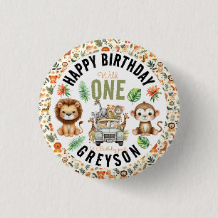 Wild One Jungle Adventure 1st Birthday 3 Cm Round Badge