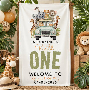 Wild One Jungle Adventure 1st Birthday Banner