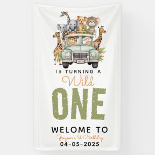 Wild One Jungle Adventure 1st Birthday Banner