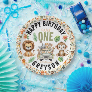 Wild One Jungle Adventure 1st Birthday Paper Plate