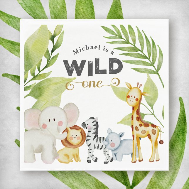 Wild One Jungle Animal Birthday Napkin (Creator Uploaded)