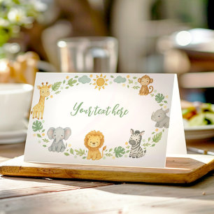 Wild One Jungle Animals Birthday Food Tent Place Card
