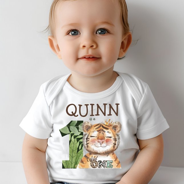 Wild One Jungle Animals Safari 1st Birthday Baby T-Shirt (Creator Uploaded)