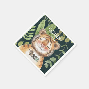 Wild One Jungle Animals Safari 1st Birthday Napkin