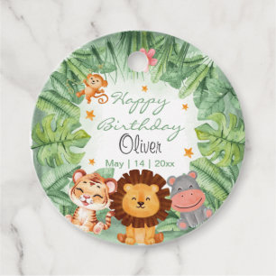 Wild one Jungle Animals Tropical Boy Birthday Favour Tags
