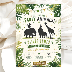 Wild One Jungle Birthday Invitation