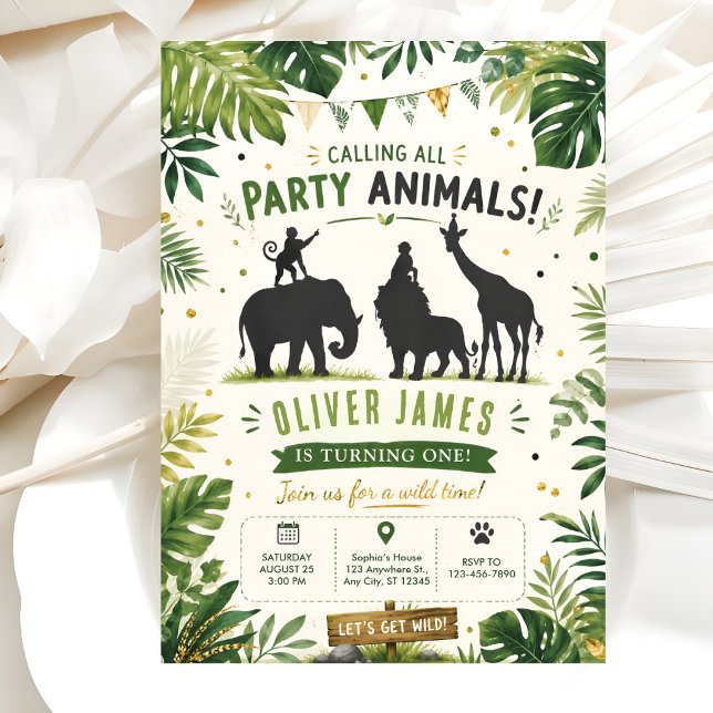 Wild One Jungle Birthday Invitation (Creator Uploaded)