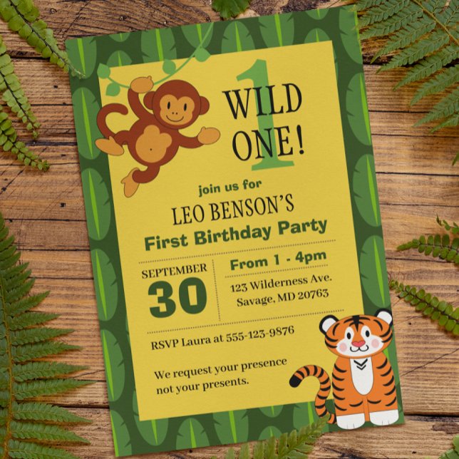 Wild One Jungle First Birthday Invitation (Creator Uploaded)