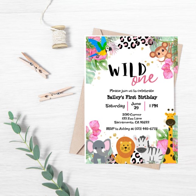 Wild One Jungle Girls Birthday Invite (Creator Uploaded)