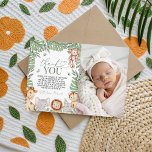 Wild One Jungle Photo Thank You Invitation<br><div class="desc">Send a sweet note of gratitude with this adorable Wild One jungle photo thank you card. Featuring watercolor safari animals — lion, giraffe, elephant, monkey, and tiger — surrounded by lush tropical leaves and your baby’s photo. Perfect for coordinating with a Wild One, jungle, or safari first birthday theme. Personalise...</div>