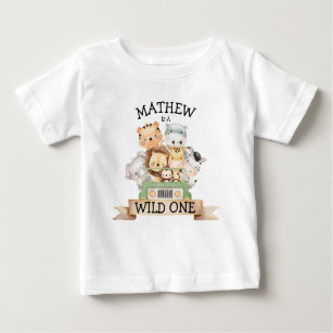 Wild One Jungle Safari 1st Birthday Baby T-Shirt