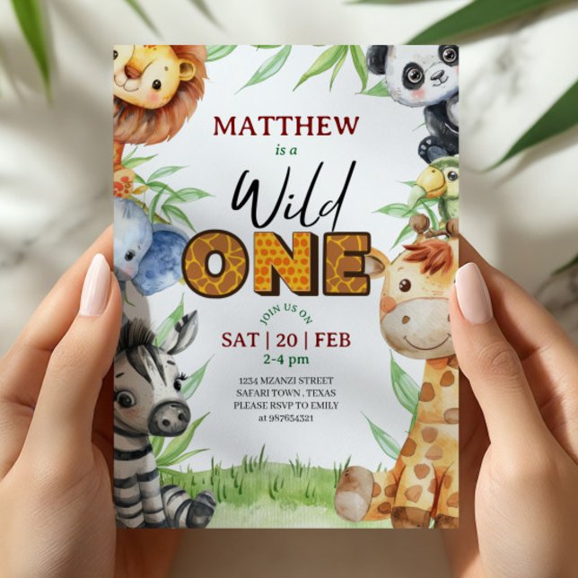 Wild One Jungle Safari 1st birthday Invitation (Creator Uploaded)