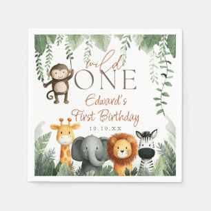 Wild One Jungle Safari 1st Birthday Napkin