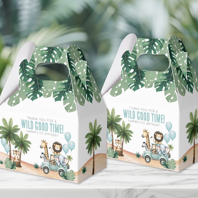 Wild One Jungle Safari 1st Birthday Party Favour Box (Wild One Jungle Safari 1st Birthday Party Favor Boxes)