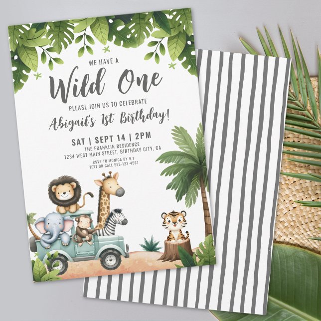 Wild One Jungle Safari 1st Birthday Party Invitation (Wild One Jungle Safari 1st Birthday Party Invitation)