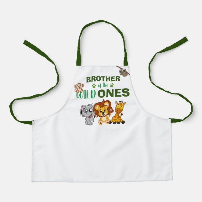 Wild One Jungle Safari Animal Twins Brother Zoo Apron (Front)