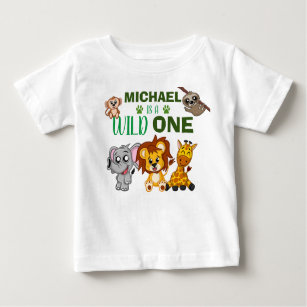 Wild One Jungle Safari Animals 1st First Birthday Baby T-Shirt