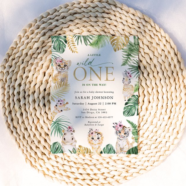 Wild One Jungle Safari Animals Baby Shower Invitation (Creator Uploaded)