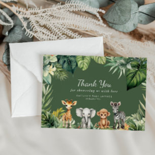 Wild One Jungle Safari Animals Baby Shower Thank You Card