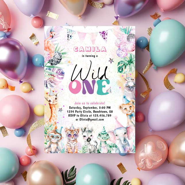 Wild One Jungle Safari  Animals Birthday Invitation (Creator Uploaded)