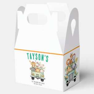 Wild One Jungle Safari Animals Boy 1st Birthday Favour Box