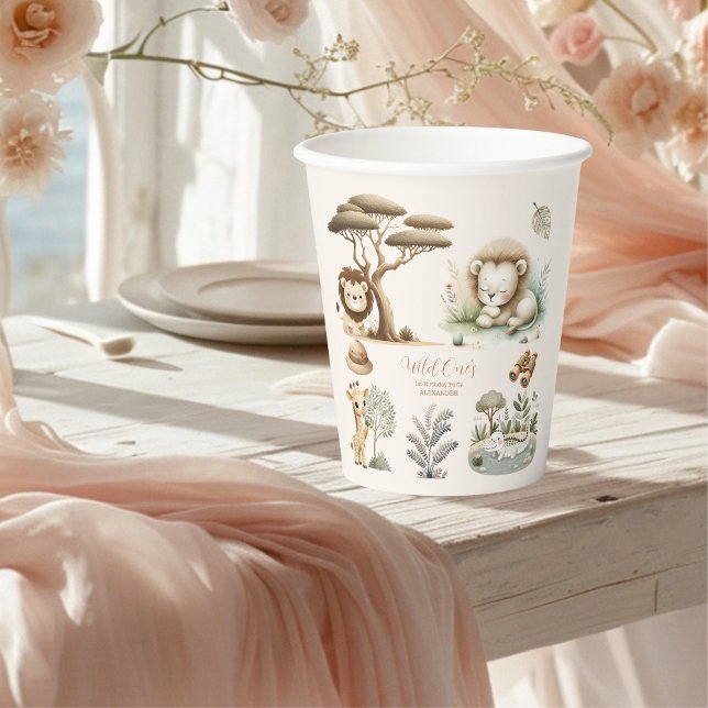 Wild One Jungle Safari Animals Boy 1st Birthday Paper Cups (Creator Uploaded)