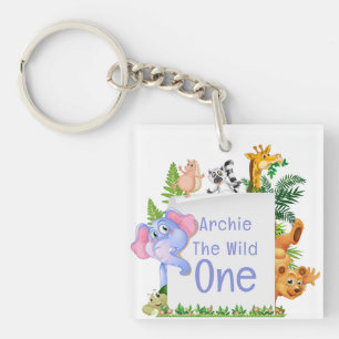 Wild One Jungle Safari Baby 1st Birthday Cute Baby Key Ring