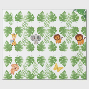 Wild One Jungle Safari Baby Boy  Wrapping Paper