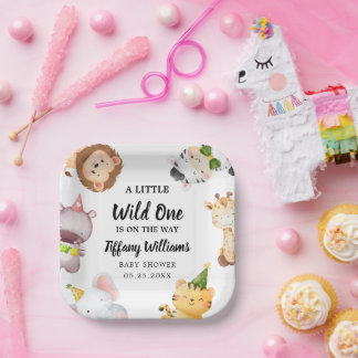 Wild One Jungle Safari Baby Shower Party Paper Plate