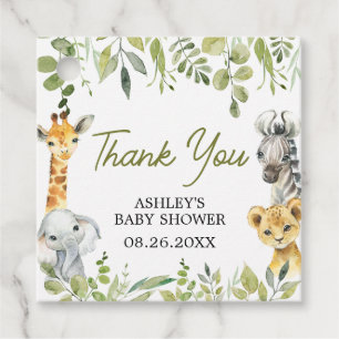 Wild One Jungle Safari Baby Shower Square Favour Tags